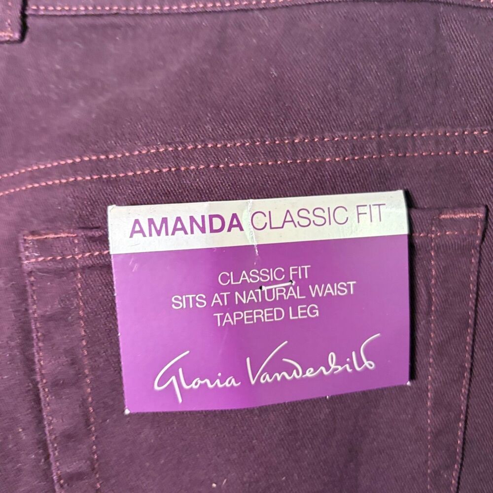 Glorida Vanderbilt Amanda Pants Women's 14 Purple Tapered Casual Solid - Picture 6 of 11